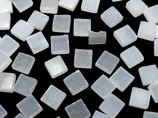 Druzy Achat Quadrat Cabochon 8x8mm 3 Stück