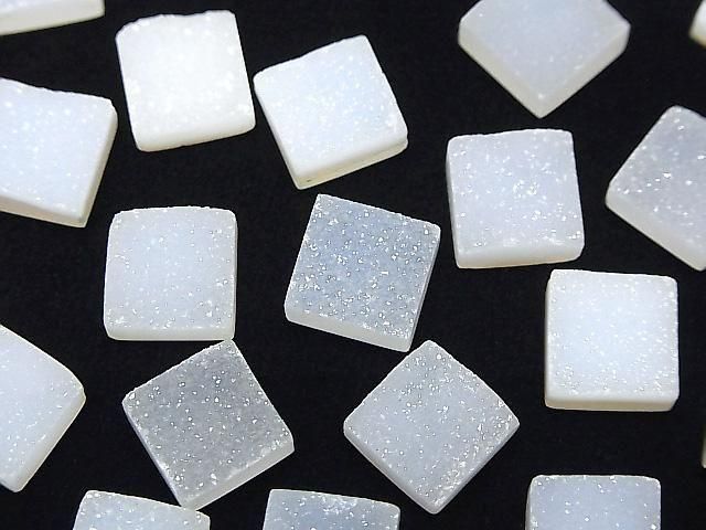 Druzy Achat Quadrat Cabochon 10x10mm 3 Stück