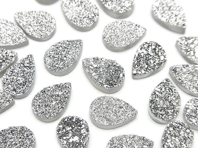 Druzy Achat Birnenform Cabochon 12x8mm Silberbeschichtet 3 Stück