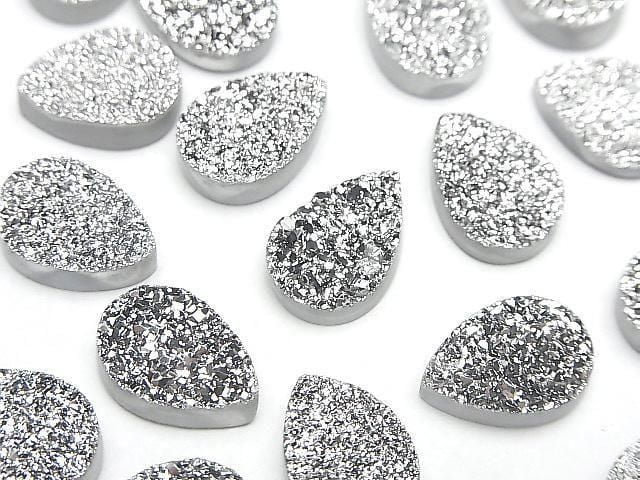 Druzy Achat Birnenform Cabochon 14x10mm Silberbeschichtet 2 Stück