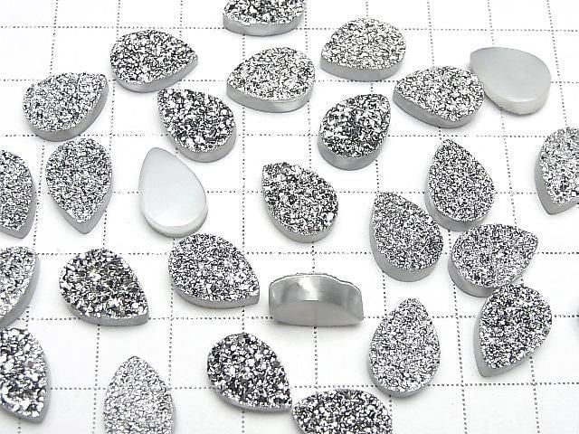 Druzy Achat Birnenform Cabochon 14x10mm Silberbeschichtet 2 Stück
