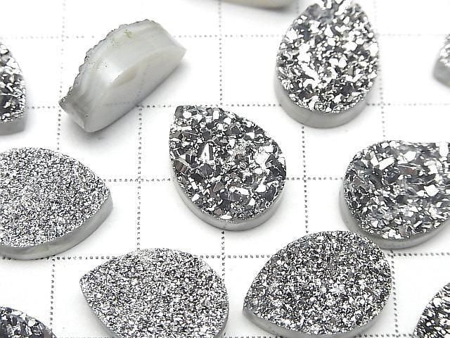Druzy Achat Birnenform Cabochon 18x13mm Silberbeschichtet 1 Stück