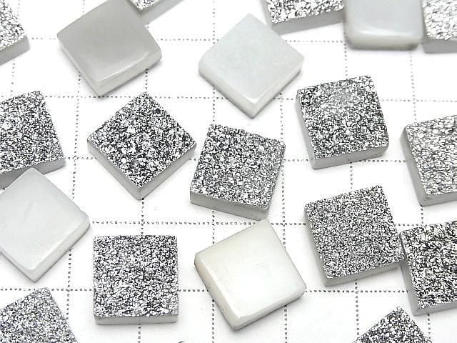 Druzy-Achat Quadrat Cabochon 12x12mm Silber beschichtet 1 Stück