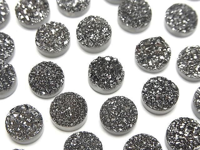 Druzy Achat Runder Cabochon 8x8mm Schwarz Beschichtet 5 Stück