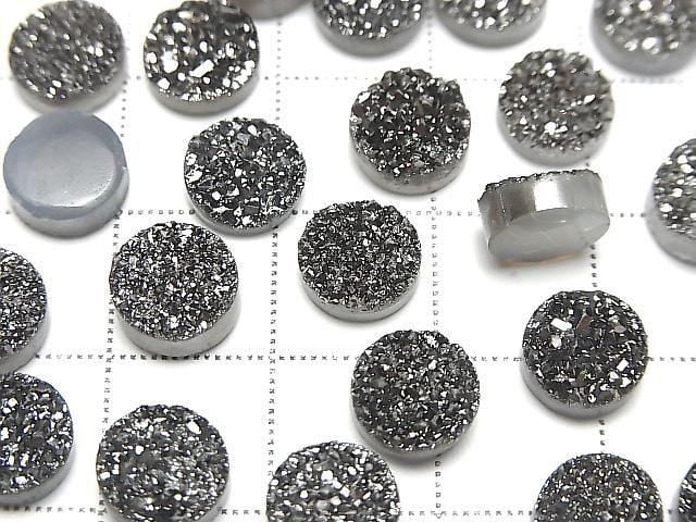 Druzy Achat Runder Cabochon 8x8mm Schwarz Beschichtet 5 Stück