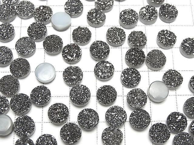 Druzy Achat Runder Cabochon 8x8mm Schwarz Beschichtet 5 Stück