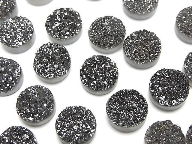 Druzy Achat Runder Cabochon 10x10mm Schwarz Beschichtet 3 Stück