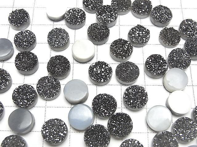 Druzy Achat Runder Cabochon 10x10mm Schwarz Beschichtet 3 Stück