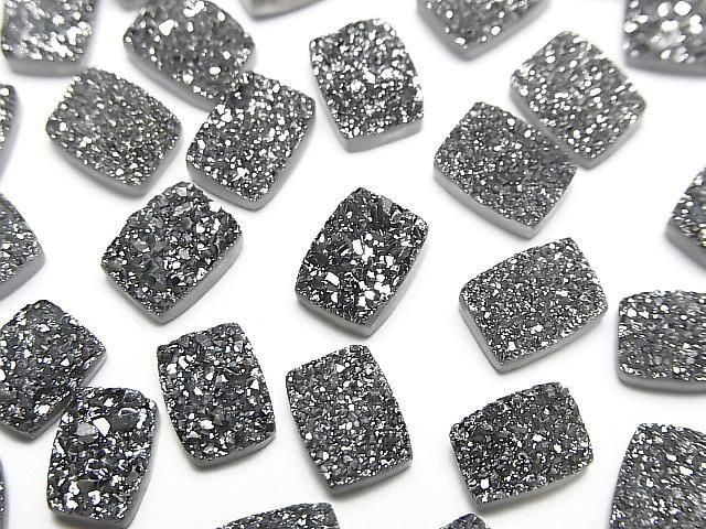 Druzy-Agat Rechteck Cabochon 8x6mm Schwarz Beschichtet 5 Stück