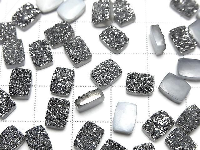 Druzy-Agat Rechteck Cabochon 8x6mm Schwarz Beschichtet 5 Stück