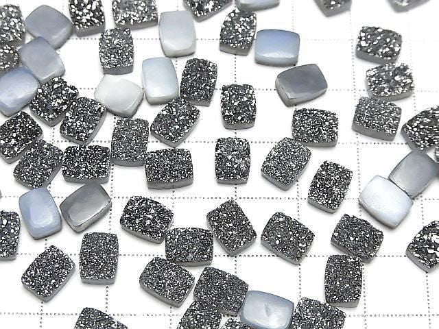 Druzy-Agat Rechteck Cabochon 8x6mm Schwarz Beschichtet 5 Stück