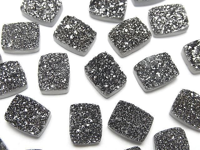 Druzy-Agat Rechteck Cabochon 10x8mm Schwarz Beschichtet 3 Stück