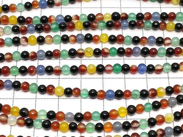 Multicolor Chalcedon AAA Rund 4mm 1 Strang Perlen (ca. 15 Zoll/36 cm)
