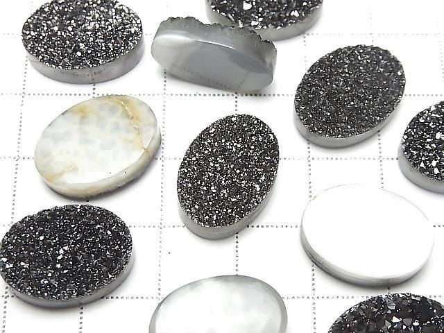 Druzy-Agat Oval Cabochon 18x13mm Schwarz Beschichtet 1 Stück