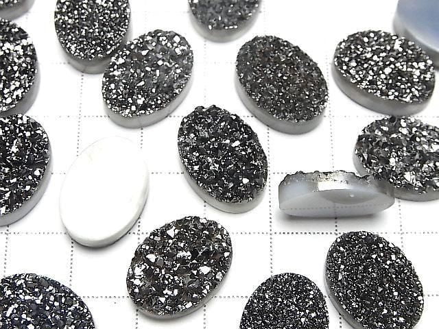 Druzy-Agat Oval Cabochon 18x13mm Schwarz Beschichtet 1 Stück