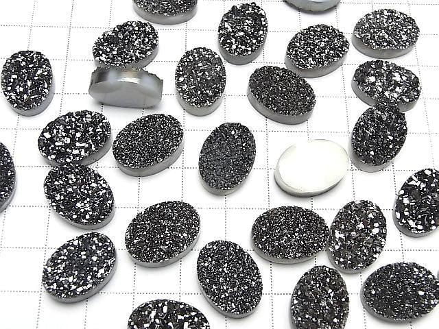 Druzy-Agat Oval Cabochon 18x13mm Schwarz Beschichtet 1 Stück