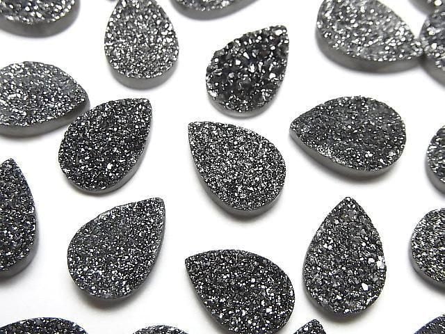 Druzy-Agat Tropfenform Cabochon 12x8mm Schwarz Beschichtet 3 Stück