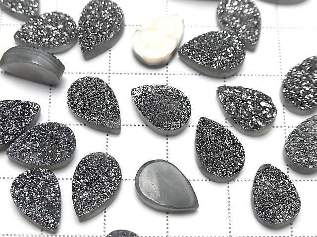 Druzy-Agat Tropfenform Cabochon 12x8mm Schwarz Beschichtet 3 Stück