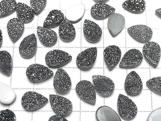 Druzy-Agat Tropfenform Cabochon 12x8mm Schwarz Beschichtet 3 Stück