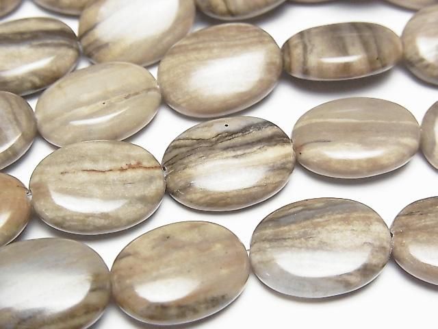 Silberblatt-Jaspis Oval 16x12mm 1 Strang Perlen (ca. 15 Zoll/36 cm)