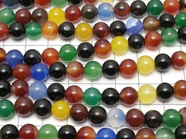 Multicolor Chalcedon AAA Rund 8mm 1 Strang Perlen (ca. 15 Zoll/36 cm)