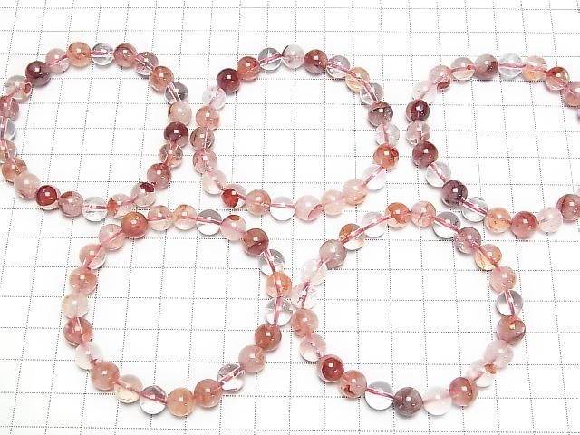 Roter Hematoid-Quarz AAA Rund 8,5mm Armband