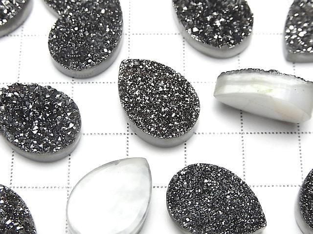 Druzy-Agat Tropfenform Cabochon 18x13mm Schwarz Beschichtet 1 Stück