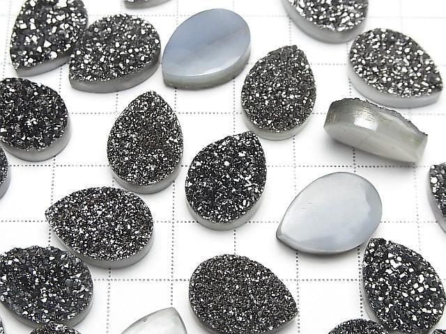 Druzy-Agat Tropfenform Cabochon 18x13mm Schwarz Beschichtet 1 Stück
