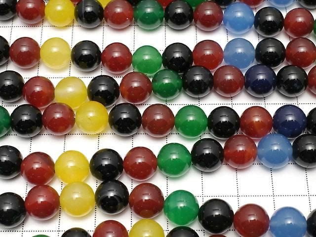 Multicolor Chalcedon AAA Rund 10mm 1 Strang Perlen (ca. 14 Zoll/35 cm)
