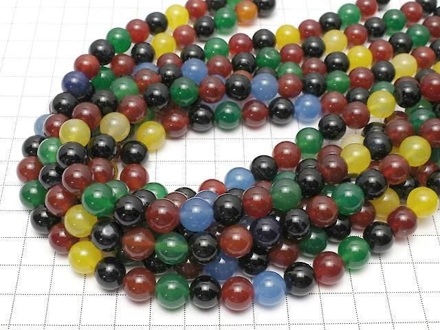 Multicolor Chalcedon AAA Rund 10mm 1 Strang Perlen (ca. 14 Zoll/35 cm)