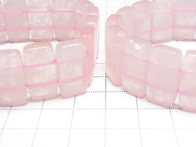 Rosenquarz AA++ 2-Loch Rechteck 20x10x5,5mm 1 Strang Perlen (Bangle-Armband)