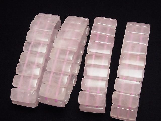 Rosenquarz AA++ 2-Loch Rechteck 20x10x5,5mm 1 Strang Perlen (Bangle-Armband)