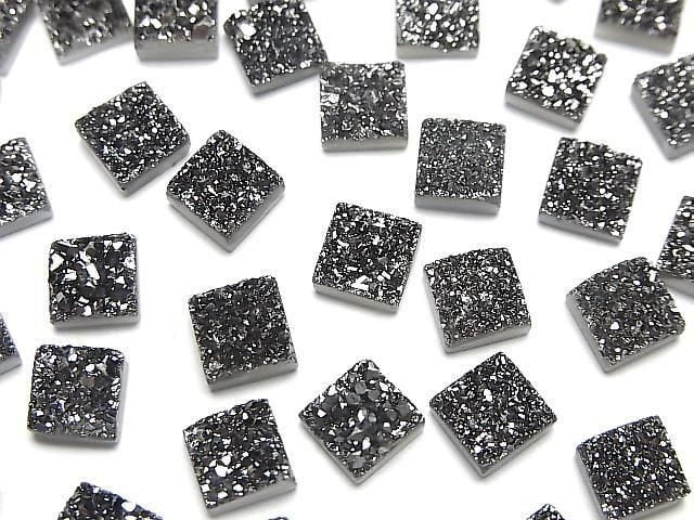 Druzy-Agat Quadrat Cabochon 6x6mm Schwarz Beschichtet 5 Stück