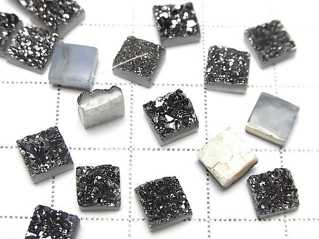 Druzy-Agat Quadrat Cabochon 6x6mm Schwarz Beschichtet 5 Stück