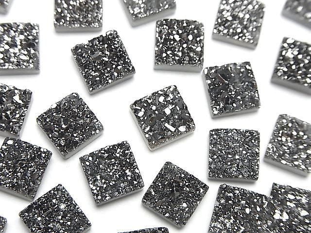 Druzy-Agat Quadrat Cabochon 8x8mm Schwarz Beschichtet 3 Stück
