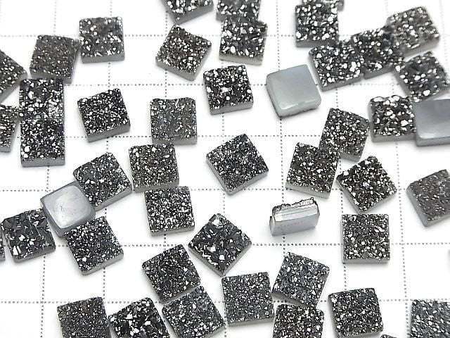 Druzy-Agat Quadrat Cabochon 8x8mm Schwarz Beschichtet 3 Stück