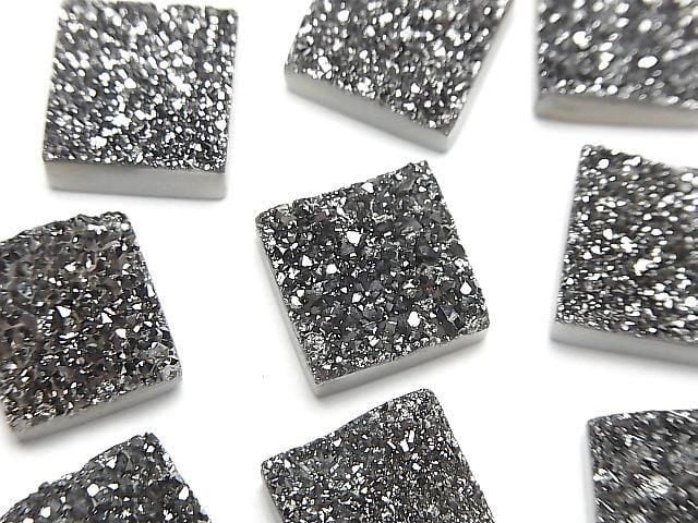 Druzy-Agat Quadrat Cabochon 12x12mm Schwarz Beschichtet 1 Stück