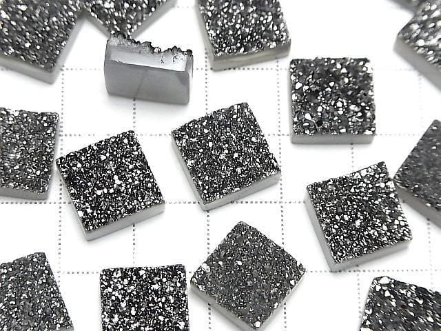 Druzy-Agat Quadrat Cabochon 12x12mm Schwarz Beschichtet 1 Stück