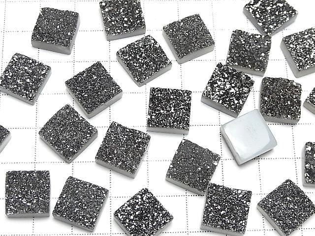 Druzy-Agat Quadrat Cabochon 12x12mm Schwarz Beschichtet 1 Stück