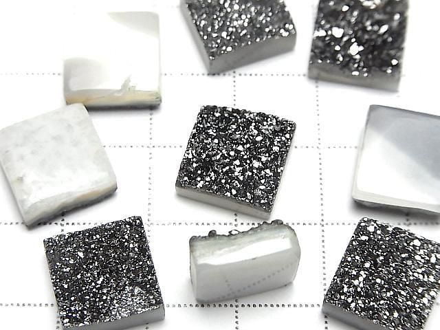 Druzy-Agat Quadrat Cabochon 12x12mm Schwarz Beschichtet 1 Stück