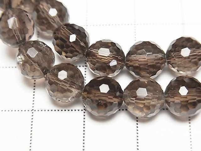 Hochwertig! Rauchquarz AAA 128 facettierte Rund 8mm Armband