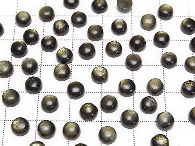 Goldener Obsidian AAA Rund Cabochon 6x6mm 5Stk
