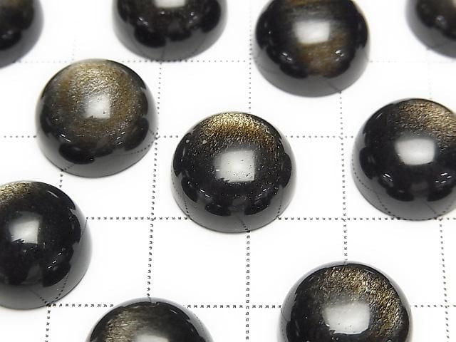 Goldener Obsidian AAA Rund Cabochon 14x14mm 3Stk