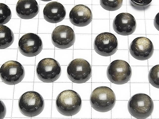 Goldener Obsidian AAA Rund Cabochon 14x14mm 3Stk