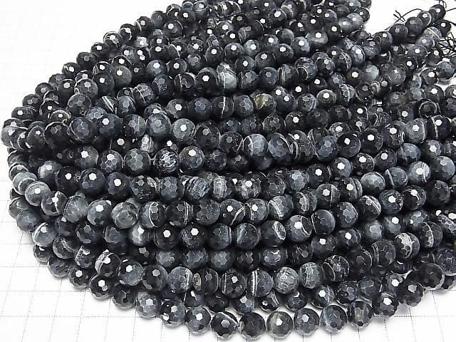 Hochwertig! Naturfarbe blauer Tigerauge AA++ 128 facettierte Rund 10mm halb oder 1strang Perlen (ca. 15 Zoll/36 cm)