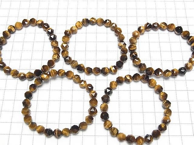 Hochwertig! Gelber Tigerauge AA++ Stern Facettiert Runde 8mm Armband