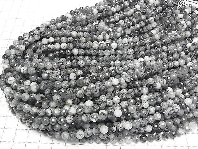 Hochwertig! Turmalinquarz AA++ 128 Facettiert Runde 6mm 1Strang Perlen (ca. 15 Zoll/36 cm)