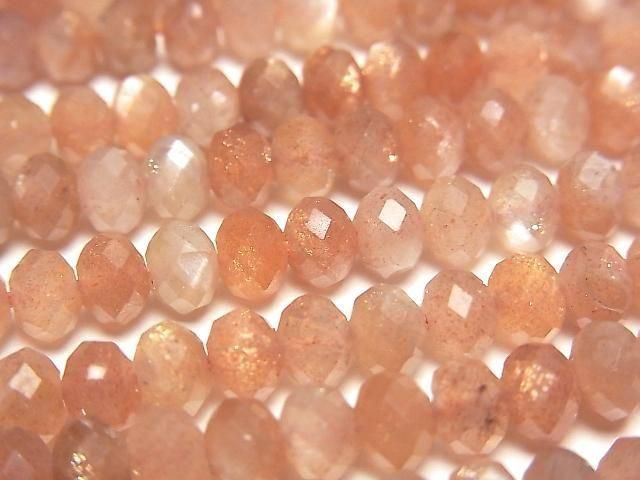 Hochwertig! Sonnenstein AA+ Facettiert Knopf Rondelle 6x6x4mm halb oder 1Strang Perlen (ca. 15 Zoll/37 cm)