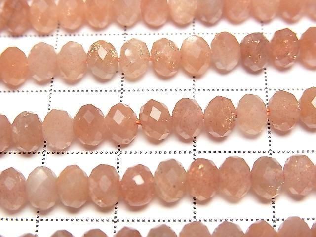 Hochwertig! Sonnenstein AA+ Facettiert Knopf Rondelle 6x6x4mm halb oder 1Strang Perlen (ca. 15 Zoll/37 cm)