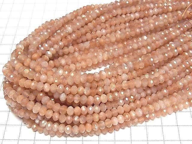 Hochwertig! Sonnenstein AA+ Facettiert Knopf Rondelle 6x6x4mm halb oder 1Strang Perlen (ca. 15 Zoll/37 cm)